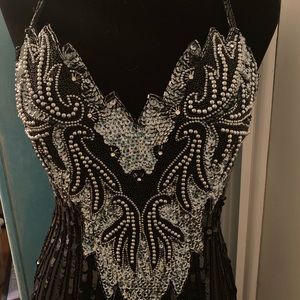 Black beaded formal gown